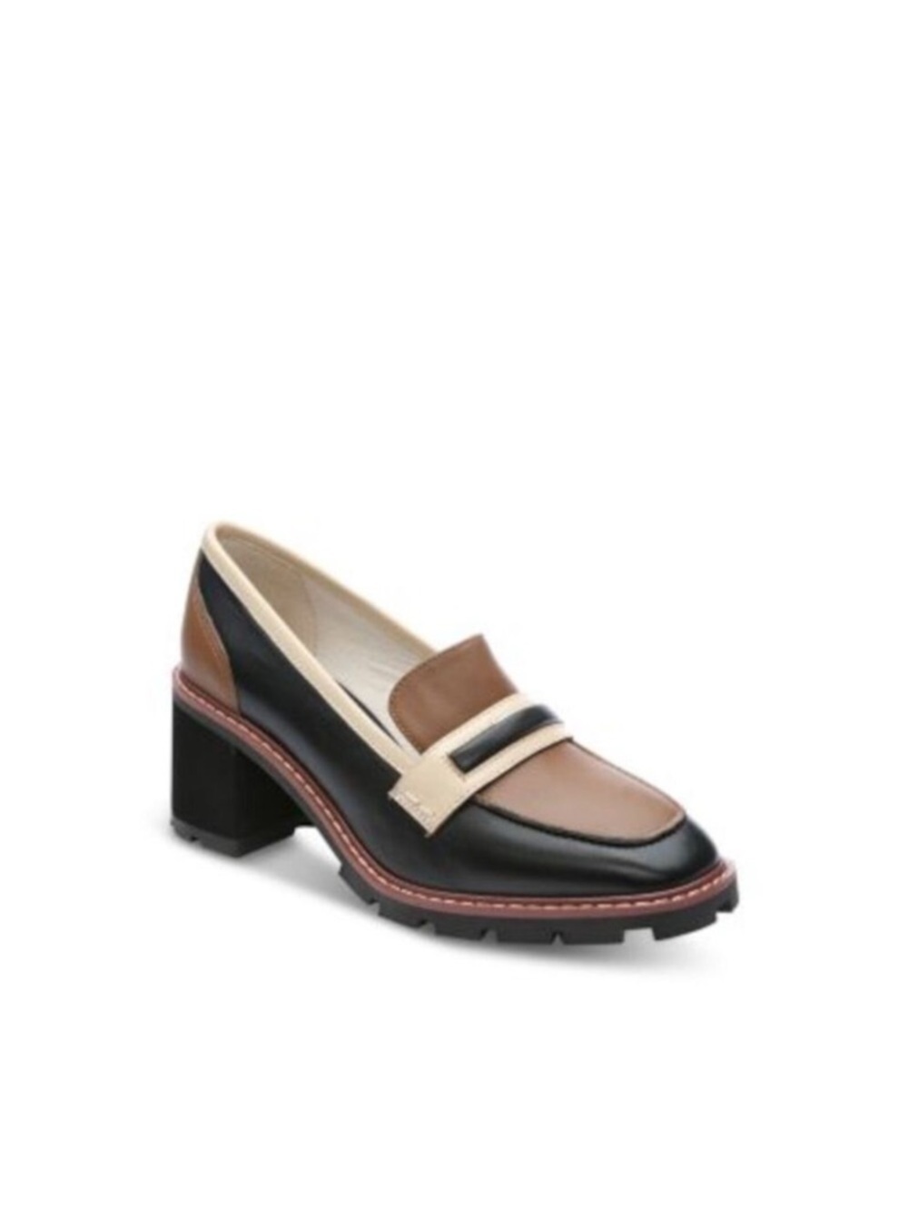 Sanctuary Parker Leather Block Heel Slip On Color Block Loafers